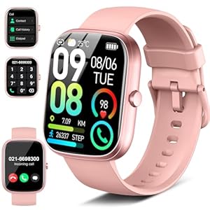 Smartwatch Damen Herren mit Telefonfunktion, Smart Watch mit Schlafmonitor SpO2 Herzfrequenz, 1.91″ Fitnessuhr Schrittzähler Uhr, 110+ Sportmodi, IP68 Wasserdicht Fitness Tracker für Android iOS Rosa