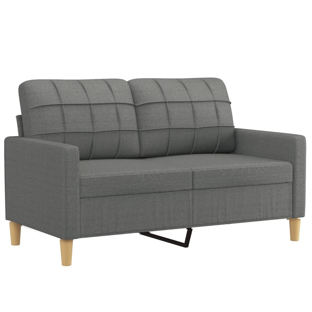 Juego de 4 muebles de salón con sillón de 2 plazas y 3 plazas y taburete, 198 x 77 x 80 cm, color gris oscuro, tejido resistente, diseño moderno para salón, balcón y dormitorio juvenil