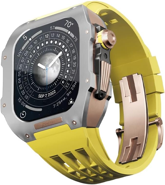 Watch Strap Modification Kit，For Apple Watch 6 5 4 SE 44mm Replace，Luxury Fluorine Rubber Watch Band Titanium Case，For Iwatch 6/5/4/SE 44mm Series Upgrade Accessories