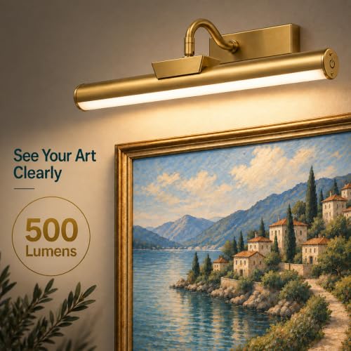 13" Wireless Picture Lights for Wall, Rechargeable Art Light, 2Pack Gold