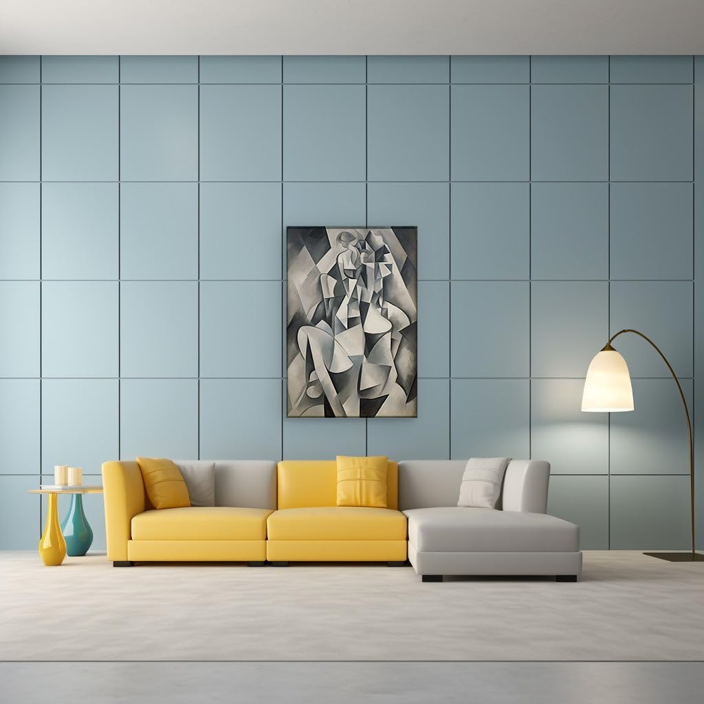 Canvas for Living room. Shattered Reality: Exploring the Cold Geometric Abstraction in Albert Gleizes' 1912 Masterpiece, 27 x 18 inch Canvas Wall Art - Contemporary Masterpieces - Modern Home Decor