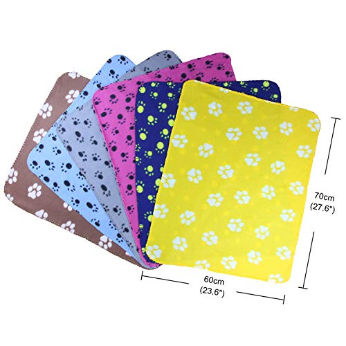 AK KYC 6 Pack Mixed Puppy Blanket Cushion Dog Cat Fleece Blankets Pet Sleep Mat Pad Bed Cover with Paw Print Kitten Soft… - Image 4