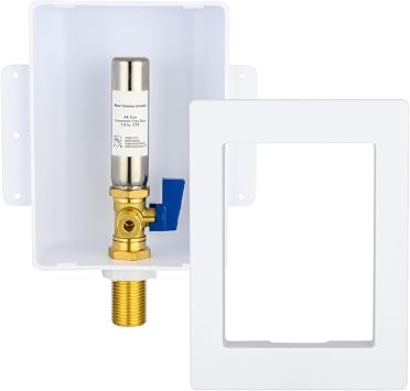 Ice Maker Outlet Box with Stainless Steel Water Hammer Arrestor,1/2 Inch Sweat MIP Inlet and 1/4 Inch OD Compression Outlet Connection, Icemaker Box with Installed 1/4-Turn Ball Valve