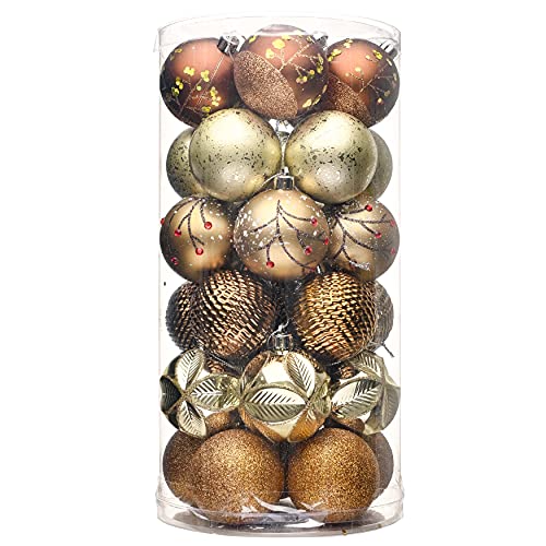 VALERY MADELYN Bolas de Navidad Oro y Dorado, Adornos de Bolas Plásticas Infrangibles, para la Decoración del Árbol de Navidad (Juego de 30, 6cm) Cover