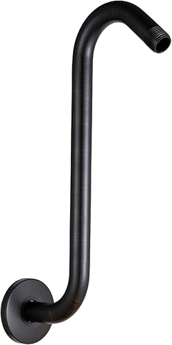 OFFO Brazo de extensión de cabezal de ducha de 12 pulgadas, brazo de ducha en forma de S de bronce aceitado con brida, extensión de brazo de ducha