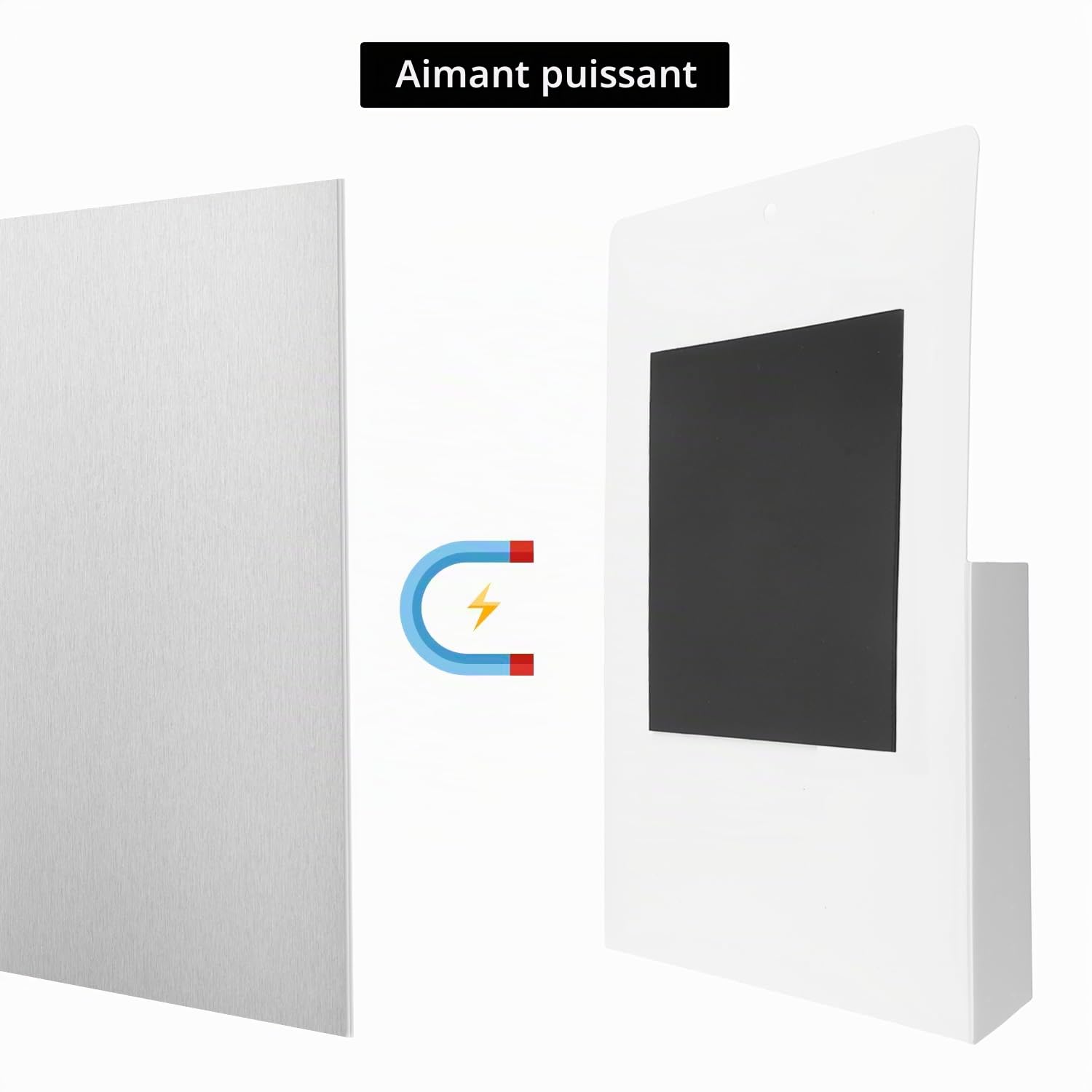QWORK® 2 pièces porte-documents magnétique, porte-stylo magnétique, porte-brochures mural A4, pour bureau, école et maison, blanc