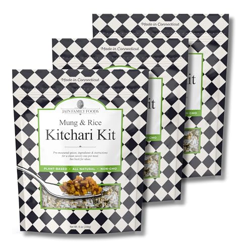Image of Jain Family Foods - Kitchari Kit - 3 Pack | Ayurvedic Mung & Rice Khichdi | Pre-measured spices & ingredients. | All-Natural, Vegan, Non-GMO | Per Unit: 8 oz, Serves 3.