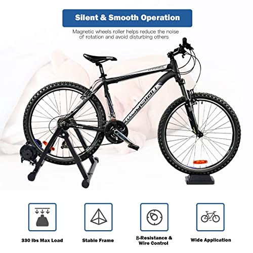 SPORFIT Magnetic Bike Trainer Stand for Indoor Riding, Quick Release Folding Exercise Bicycle Stationary Stand Trainers w/ 8 Levels Resistance,Steel Bike Workout Stand for 26”-28” Wheels - Thumbnail 2