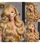 Honey Blonde HD Lace Front Wig Human Hair 13x4 HD Lace Frontal Wig 180% Density Body Wave Blonde ...