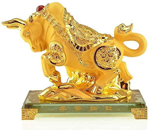 Année du bœuf statue traditionnelle chinoise porte-bonheur