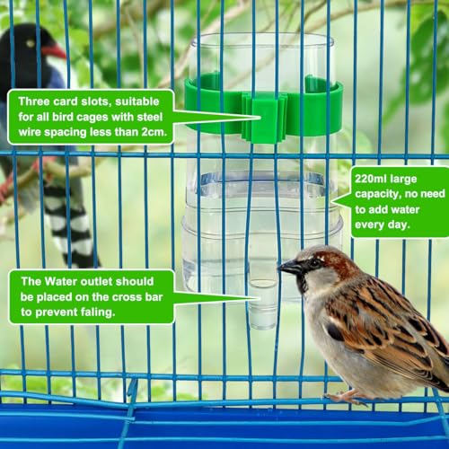2Pcs Bird Water Dispenser, Parakeet Water Feeder for Cage, Plastic Bird Food Feeder Drinker Cage Accessories for Parakeet Budgies Cockatiel Lovebird