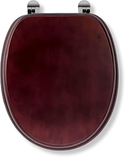 Croydex Solid Wood Toilet Seat, Mahogany - Chrome Fitting