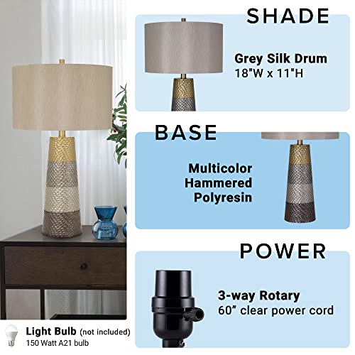 Catalina 20695-000 Modern Hammered Metal Striped Table Lamp, 31.5", Brown #TOP2