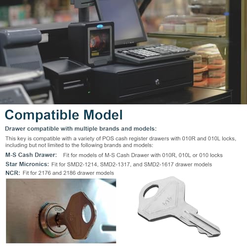 Chave de gaveta de dinheiro 010R de substituição para chave de gaveta de dinheiro M-S 010L ou 010 fe