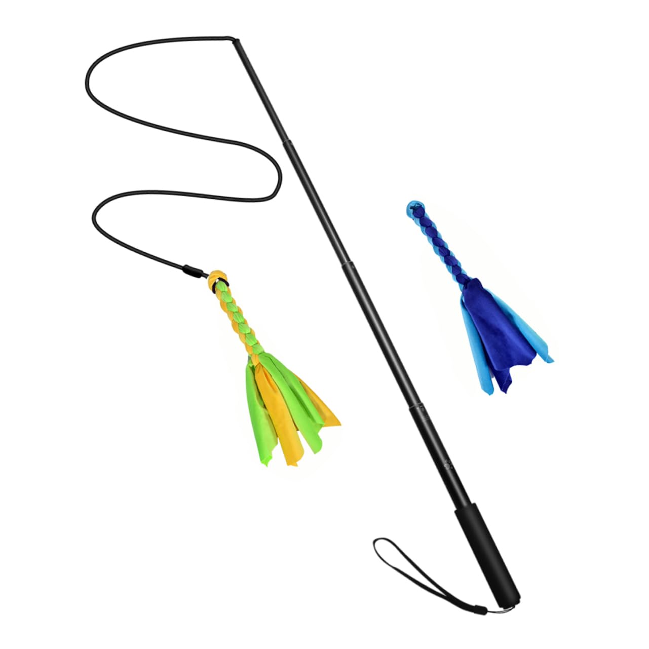 Ausziehbare Hunde Flirtstange für Training und Interaktion mit Langem Seil | Aluminiumlegierung, 1 Satz mit Stab, Seil und Zwei Stoffspielzeugen, für Hunde und Welpen