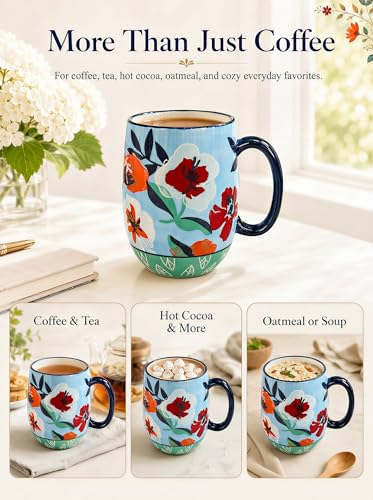Taza grande de cerámica pintada a mano 24oz floral miniatura 4