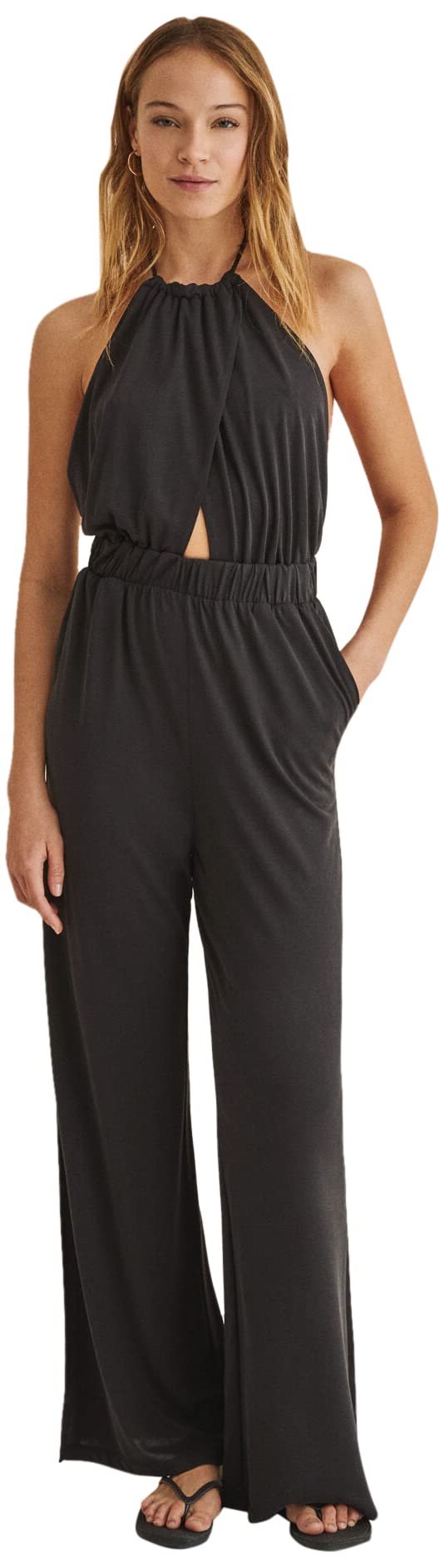 Women'secret Mono Largo Escote Halter Negro Mujer
