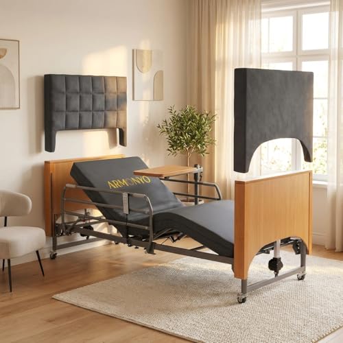 Electric Hospital Bed with Motor Wood & Upholstered Design