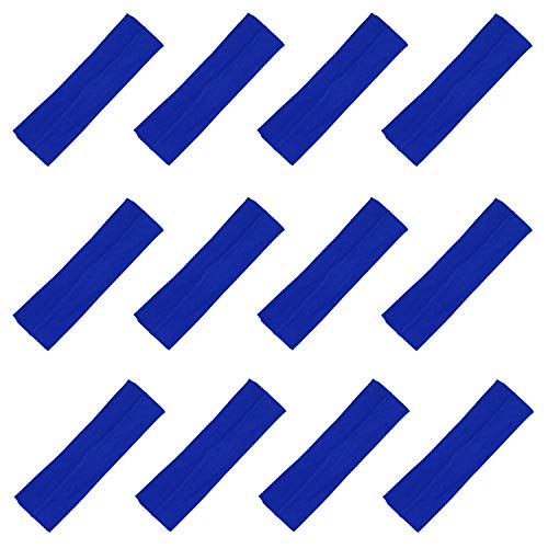 Kenz Laurenz Soft and Stretchy Elastic Cotton Headbands, Pack of 12, Blue