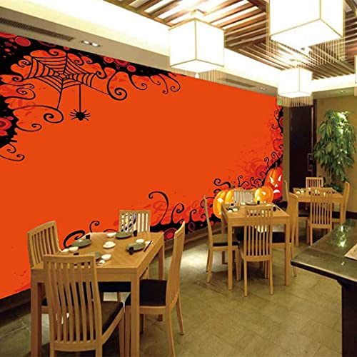 Papier peint canevas 3D Halloween orange 300x210 cm auto-adhésif pour salon