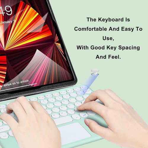 Image of FKU Rechargeable Bluetooth 5.0 Keyboard with Touchpad,78 Keys Ultra Slim Quiet Wireless Keyboard with Trackpad, Compatible Multimedia Keyboard for PC, Tablets, Smartphones, Laptops (Green)
