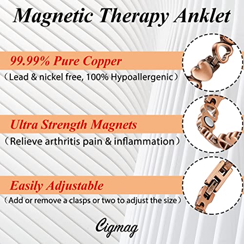 Cigmag Copper Anklets For Women Strength Magnetic Anklet & Copper Ring Adjustable 100% Pure Copper Anklet Bracelet For Valentine's Day Gift #TOP2