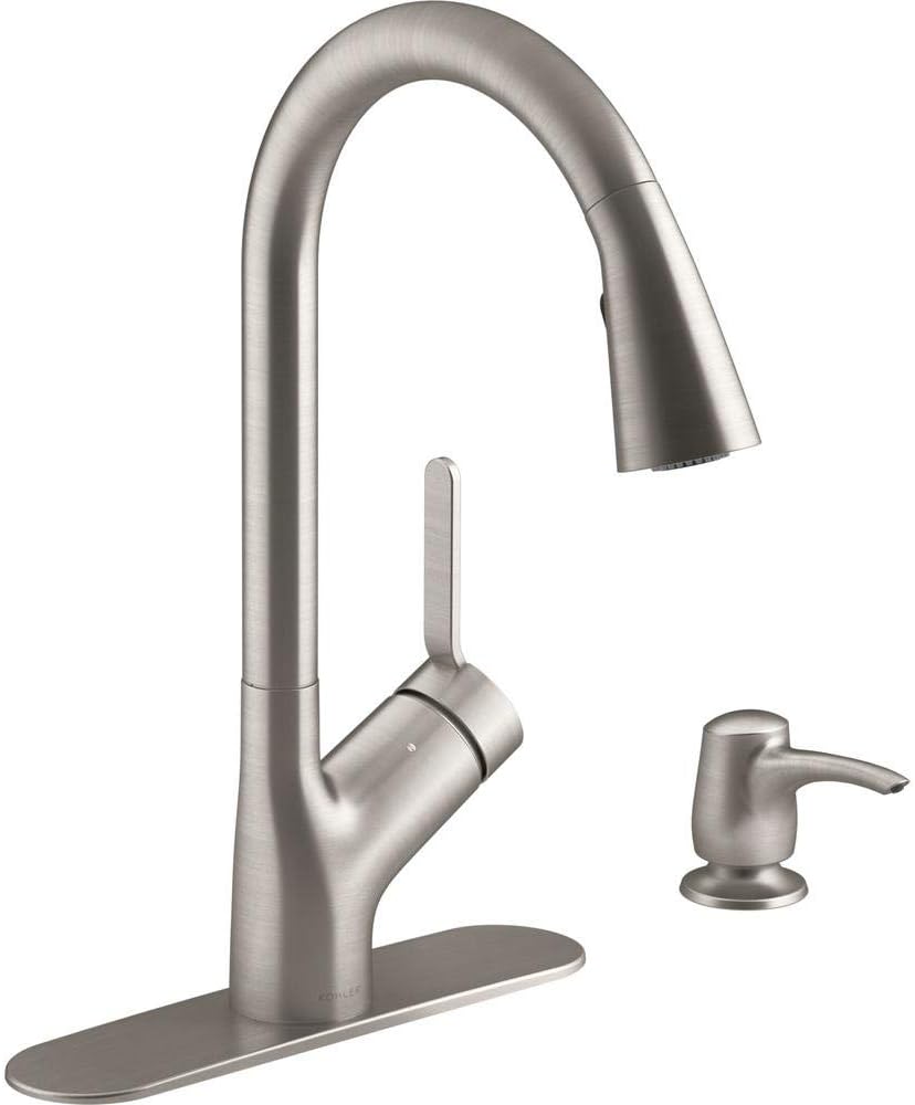 Setra Single-Handle Pull-Down Sprayer Kitchen Faucet with Kohler Konnect in Vibrant Stainless