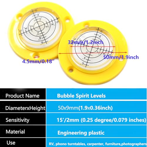 Preamer AVF50M Niveau à bulle de 50 mm de diamètre du corps, bulle transparente avec trou de 3,5 mm, outil de nivellement pour camping-car, largement utilisé dans la construction – vue 4