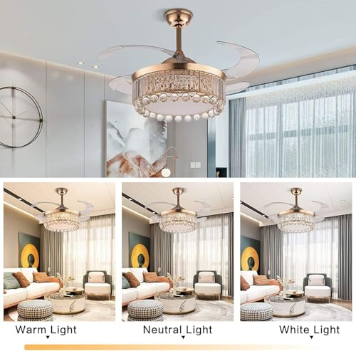 Lustre invisible LED moderne et ventilateur de plafond suspendu avec télécommande - 4