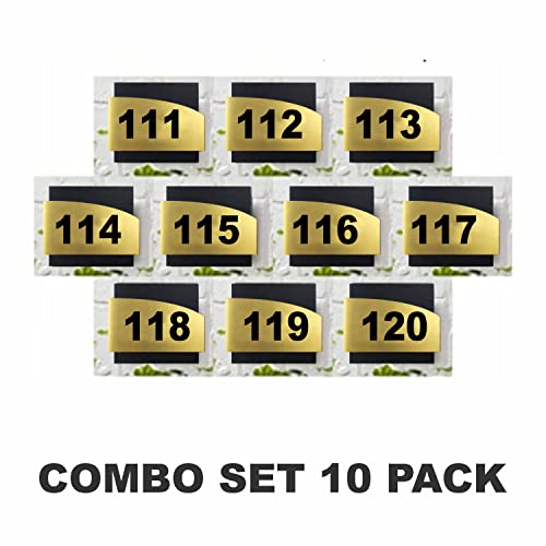 Image of Combo Number Plate | Combo SET111-120(Pack of10)| Laser Cut Acrylic Black and Gold Color Smooth Finish Plate with Double Side Tape on Backside