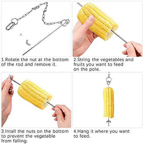 Yotako 3 Stks Kip Groenten Spies Fruit Voedsel Houder, Kicthen Swing voor Kippen, Huisdier Kip Groente Opknoping Feeder… - Afbeelding 5