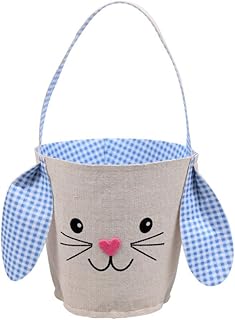 Easter Basket with Bunny Ears and Handle for Toddler Boys or Girls (Blue)