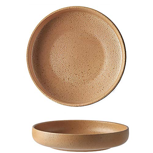 High-Temperature Firing, Multi-Color Crystal, Snowflake Glaze Plate, Embossed Ceramic Bread & Butter Plate, Retro Tableware, Hammer-Patterned Deep Plate-Orange