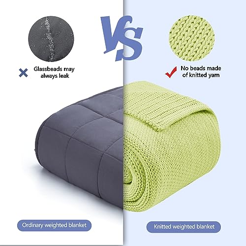 L'AGRATY Knitted Weighted Blanket - 50"x60" 7lbs Cooling Chunky Knit Heavy Blanket for Adults Braided Crochet Throw Thick Cable Yarn Knit Decorative No Beads Evenly Weighted Machine Washable