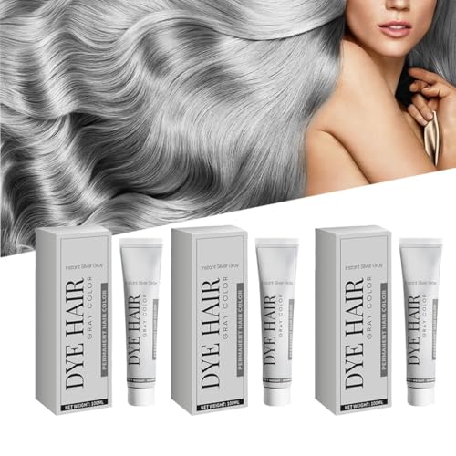 Tinte For Cabello Gris: Color Natural, Fórmula Duradera, Suave Con El Cabello, Fácil De Aplicar Y Enjuagar, Tono Vibrante For Looks Elegantes.(3PCS)
