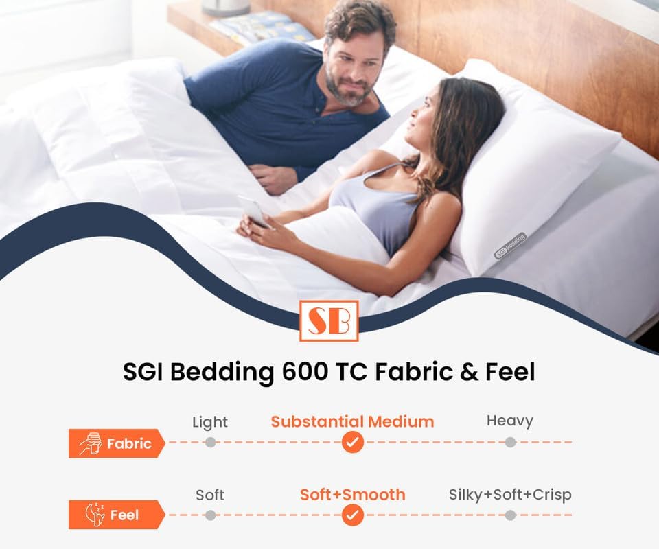 Miniatura 7 de SGI bedding Juego de sábanas Queen de 34 pulgadas, 100% algodón egipcio, sábanas ajustables de 600 hilos, juego de sábanas de 4 piezas de bolsillo