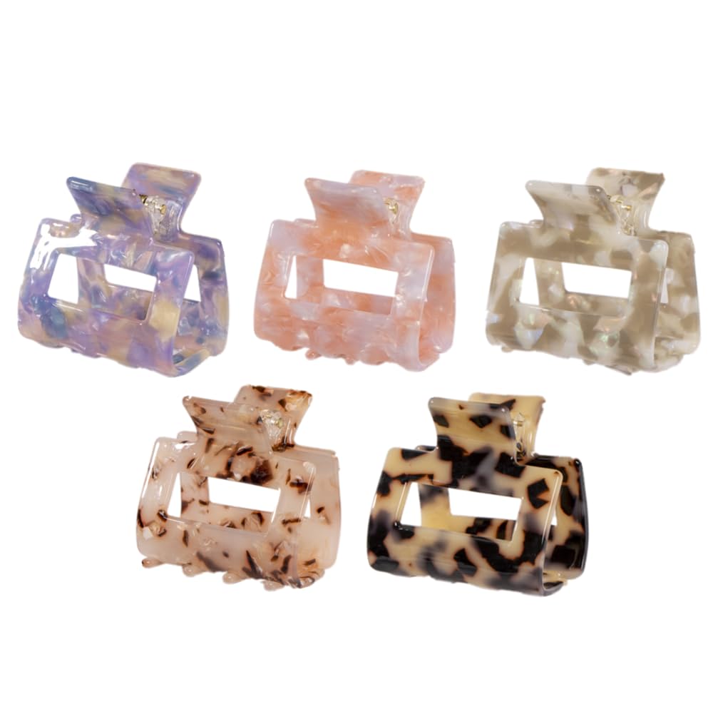 YOEMAYUNER Medium Hair Clips for Women 2inch for Thin Hair Square Hair Clips Small Rectangle Hair Claws Non Slip Hair Claw Clips Small Tortoise Claw