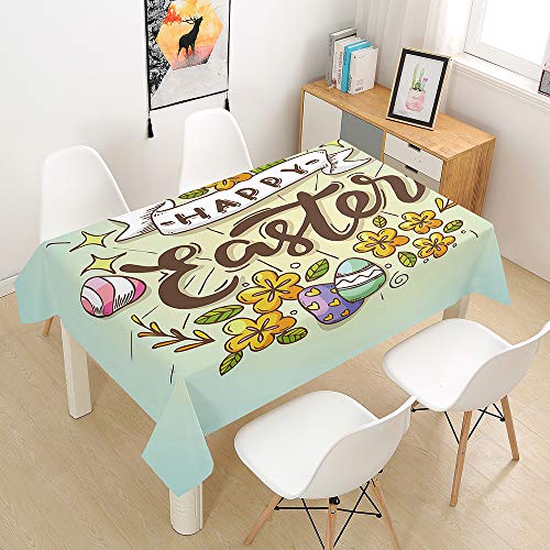 Nappe de Pâques 140x260cm Hiser rectangulaire et lavable pour table de cuisine
