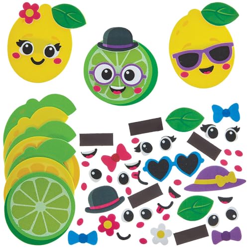 Baker Ross FN499 Kits de imanes combinables de limón y lima - Paquete de 10, kits de decoración de espuma para manualidades infantiles