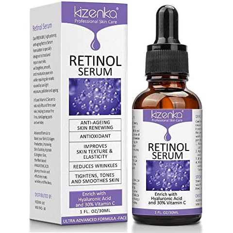 Retinol Face Serum, Anti Aging Serum for Sensitive Skin, Face Serum with Hyaluronic Acid and Vitamin C, Formulated to Reduce Wrinkles, Fade Dark Spots and Treat Under, Brighten Your Skin Face 30ml Cover