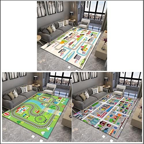 Road Rug for Kids - Kids Carpet Playmat Rug - City Life Rug with Non-Slip Backing - Fun Play Mat for Toy Cars - Blue Green Gray Beige(80cm*120cm) 5 511XXs0XiAL. AC