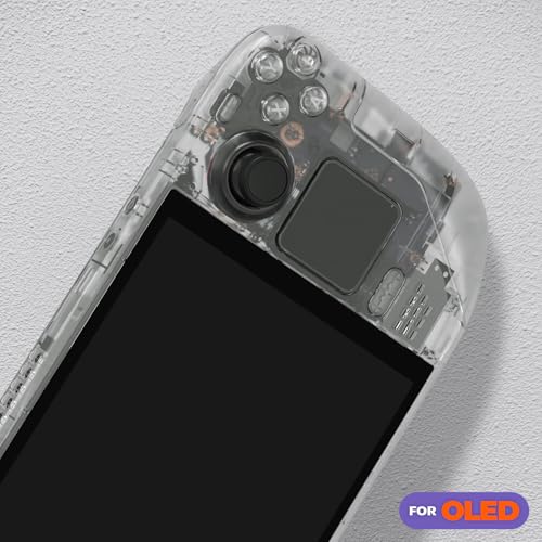 eXtremeRate Carcasa Transparente Compatible con Steam Deck OLED Accesorio Placa Frontal Cubierta Trasera y Trackpad Funda Case con Botones para Steam Deck OLED-Consola NO Incluida(Brilla en Oscuridad) - imagen 3