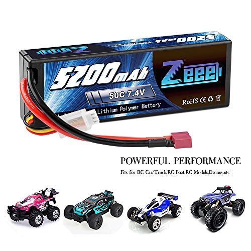Zeee 5200Mah 7.4V 2S 50C Lipo Battery Hard Case With Deans T Plug For Rc Truck Rc Truggy Rc Heli Airplane Drone Fpv Racing (1 Pack) #TOP4