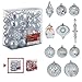 Homde Christmas Balls Ornaments 77ct Includes Santa Claus Snowflakes for Xmas Tree Shatterproof Christmas Tree Decorations with Hanging Rope (Silver)