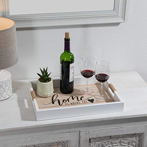 Rustic Serving Tray With Cut Out Handles, Decorative Wooden Tray, Tray Decor, Tray For Ottoman Coffee Table, Decorative Tray, Coffee Table Tray, Moudja Wooden Tray 16.53 X 12.20 #TOP2