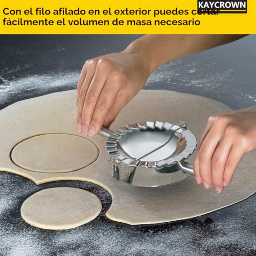 Miniatura 2 de Kaycrown Acero Inoxidable Ravioli Molde Empanada Prensa Pierogi Bola De Masa Maker Envoltura Para Hornear Cortador De Masa Utensilios De Cocina, X-Grande - 15 Cm