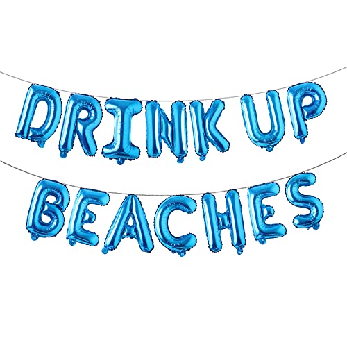 Drink Up Beaches Banner Drink Up Beaches Balloons Beach Bachelorette Banner Tropical Bachelorette Balloons Beach Bach Balloons Pineapple Flamingo Decoration (DRINK UP BEACHES Blue)