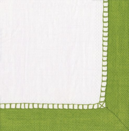Entertaining with Caspari Set of Two Linen Bright Green Paper Cocktail Napkins packages, 20 per package