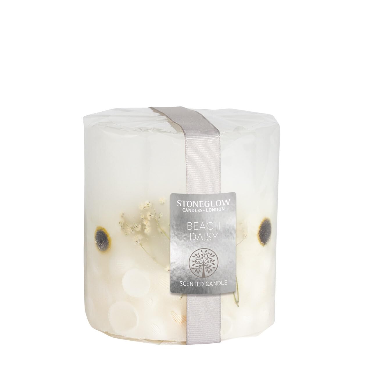 Stoneglow White Nature's Gift Collection - Beach Daisy - Scented Candle - Inclusion Pillar