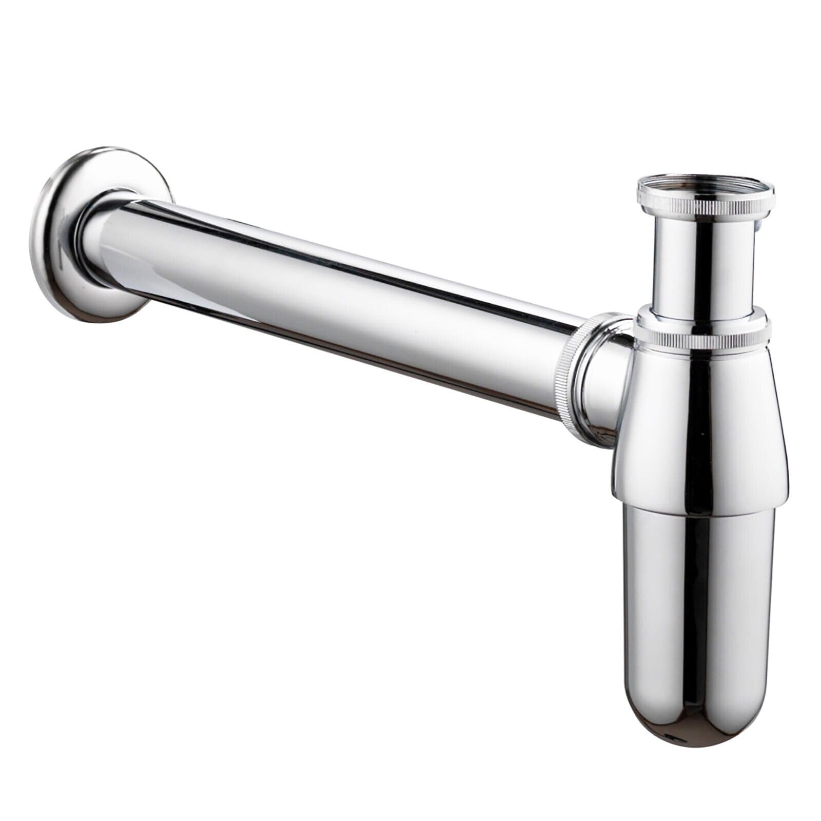 Spares2go Silver Deodorant Bottle Trap Adjustable Sink Waste 32Mm 35Mm Brass Pipe Kitchen Bathroom Basin Set (Chrome/Silver)